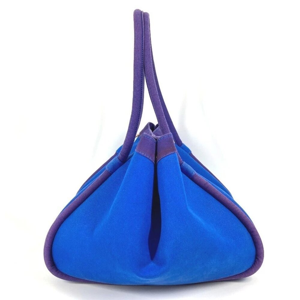 HERMES With porch Sac Baga GM Tote Bag Hand Bag Canvas blue - Picture 6 of 16